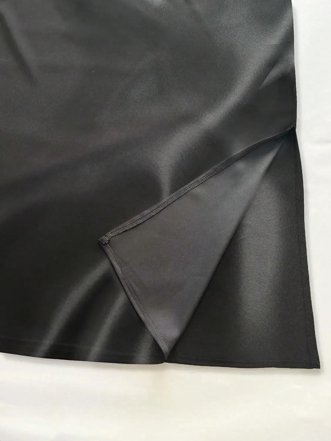 Women's Maxi Skirt Summer Satin Midi Skirt with Slit Hem Elegant High Waist