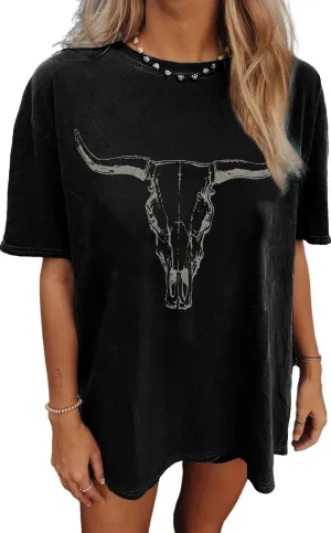 Womens Oversized Tshirt Graphic Tees Summer Casual Short Sleeves Tops Beach Vacation Clothes