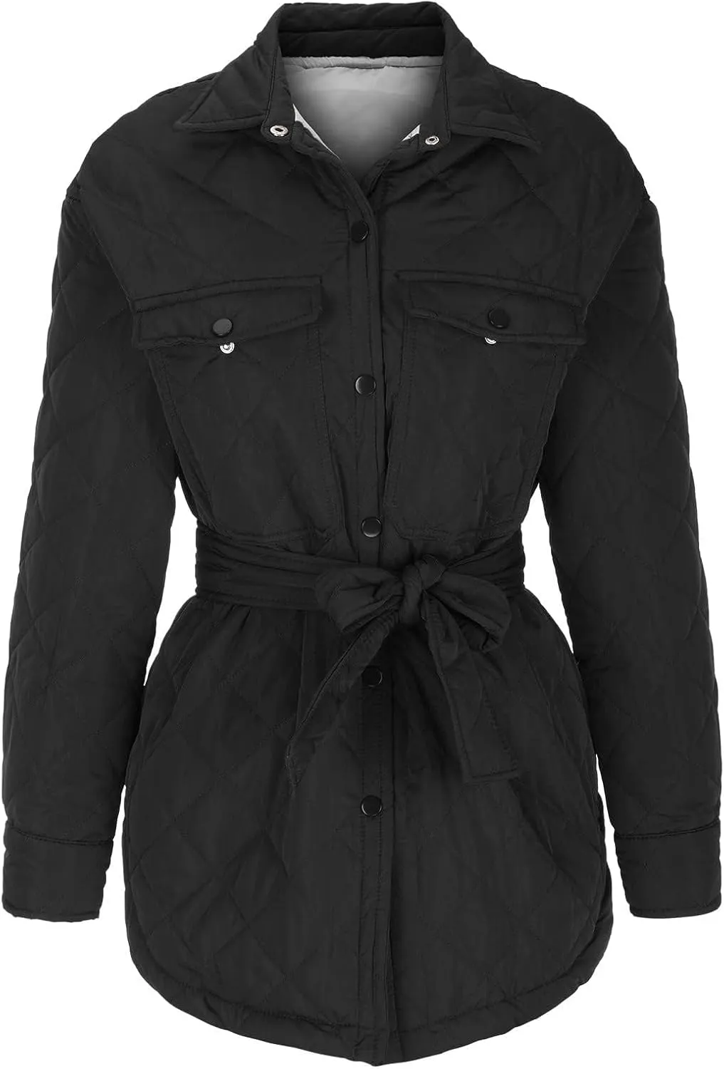 Women's Puffer Jacket Oversized Diamond Quilted Jackets Lightweight Lapel Button Down Padded Coat Warm Outwear Pockets