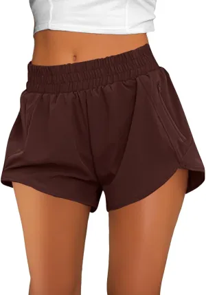 Women's Quick Dry Running Shorts Summer High Waisted Dolphin Athletic Jogger Shorts Lightweight with Zipper Pocket