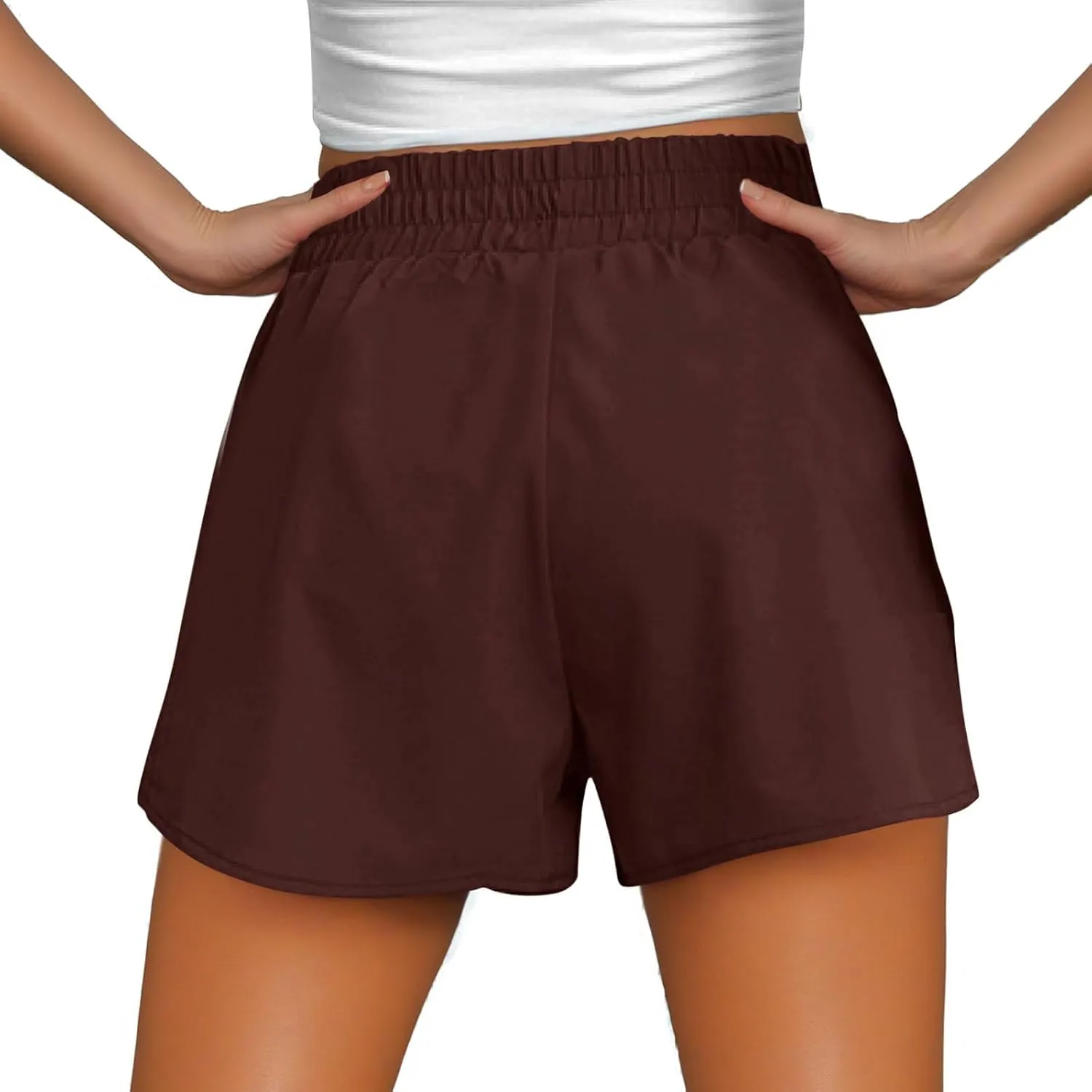 Women's Quick Dry Running Shorts Summer High Waisted Dolphin Athletic Jogger Shorts Lightweight with Zipper Pocket