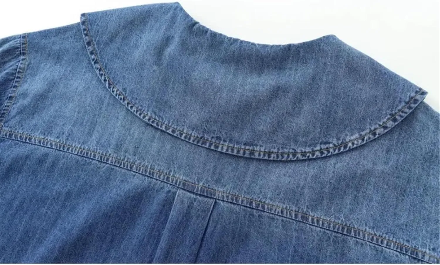 Women's Spring Vintage Fashion Lazy Style Denim Shirt Collar Button Versatile Jean Top Blouses