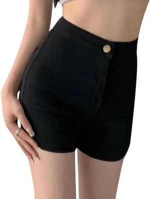 Womens Stretchy High Waisted Comfortable Jean Shorts Straight Leg Denim Shorts Summer Short Jeans Casual Fashion