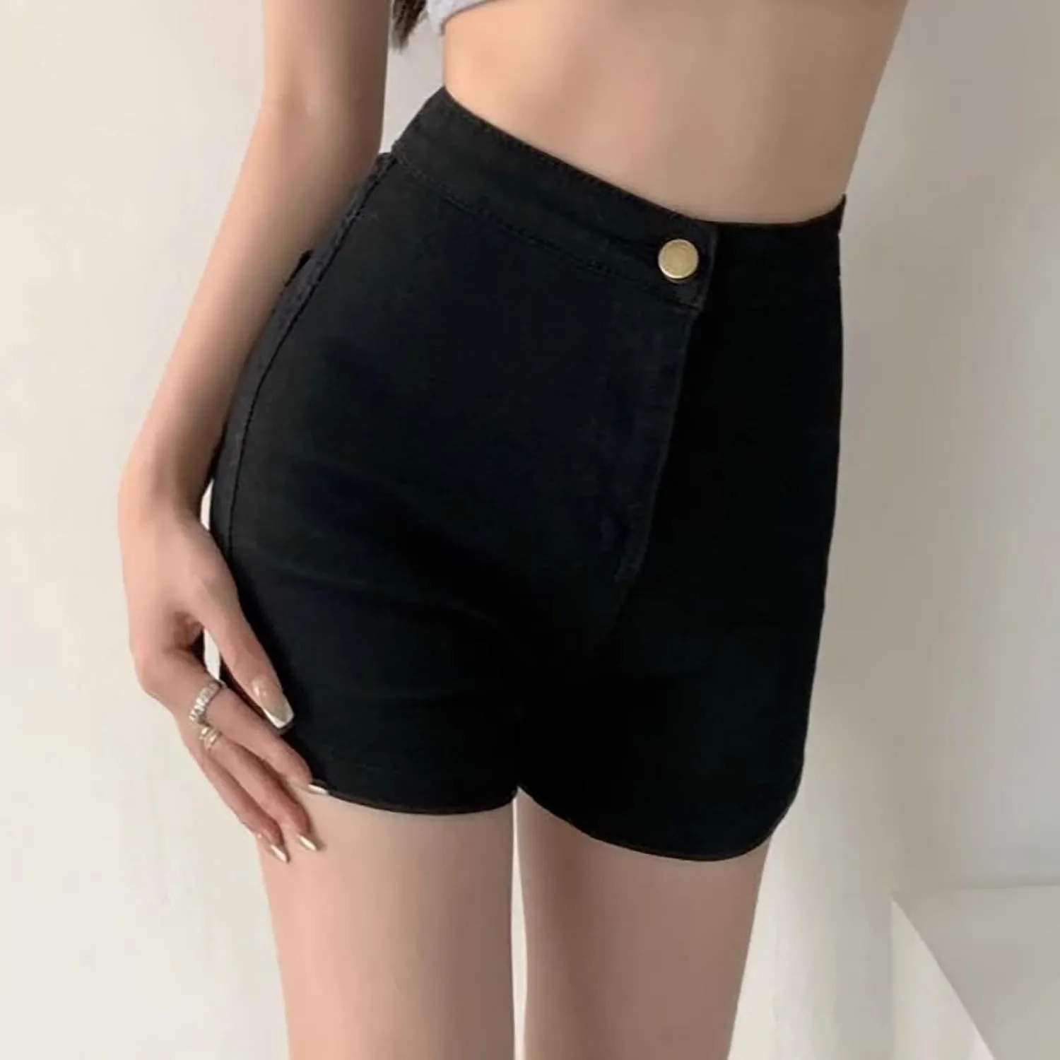 Womens Stretchy High Waisted Comfortable Jean Shorts Straight Leg Denim Shorts Summer Short Jeans Casual Fashion