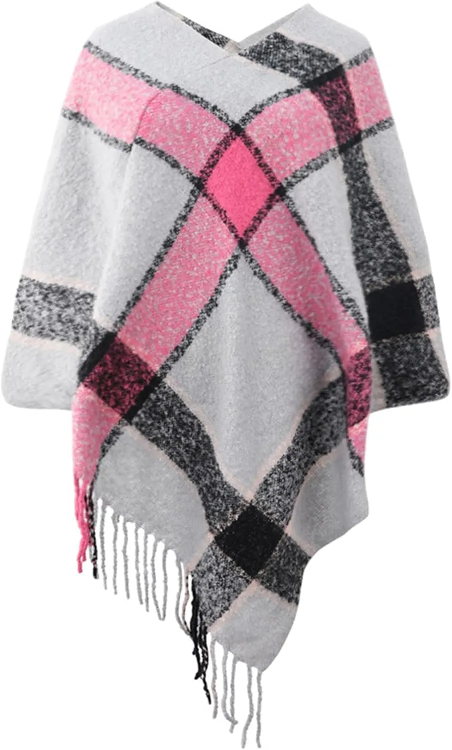 Women's Tassel Hem Sweater Fringe Shawl Wrap Long Cardigan Knitwer Pullover Poncho Sweater Soft Boho Cape Top Coat
