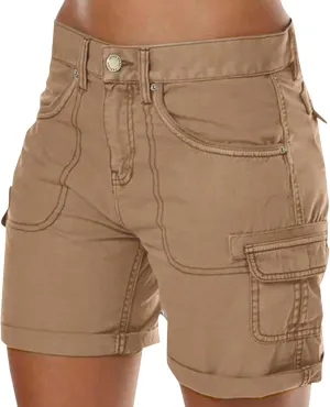 Women's Vintage Cargo Shorts Button High Waisted Denim Summer Hot Shorts with Casual Pockets Comfort Vacation Trouser