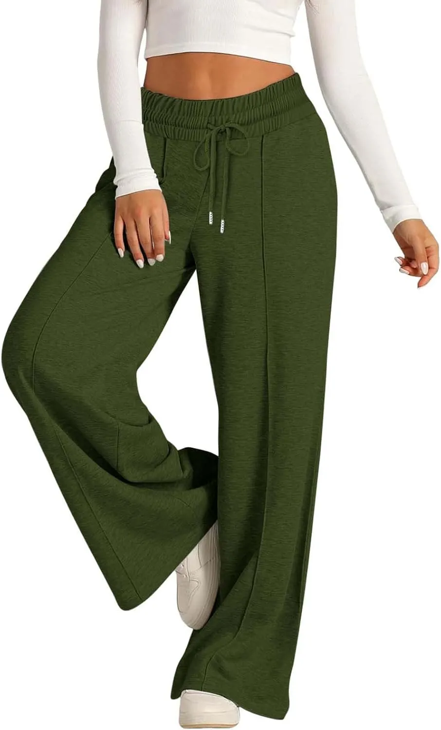 Women's Wide Leg Sweatpant High Waist Baggy Casual Drawstring Running Joggers Pants with Pockets
