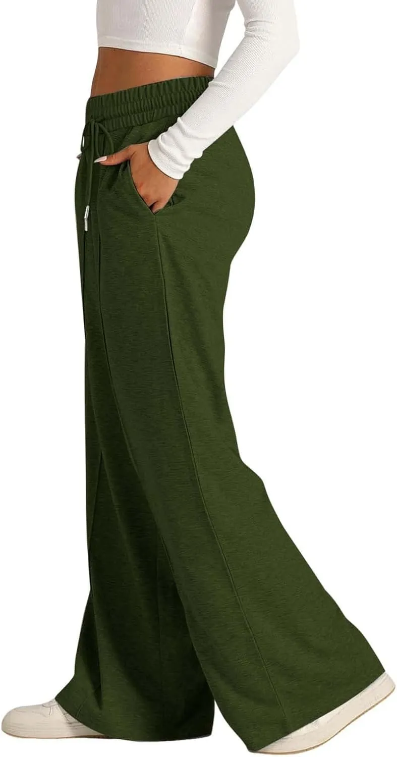 Women's Wide Leg Sweatpant High Waist Baggy Casual Drawstring Running Joggers Pants with Pockets