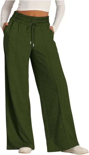Women's Wide Leg Sweatpant High Waist Baggy Casual Drawstring Running Joggers Pants with Pockets