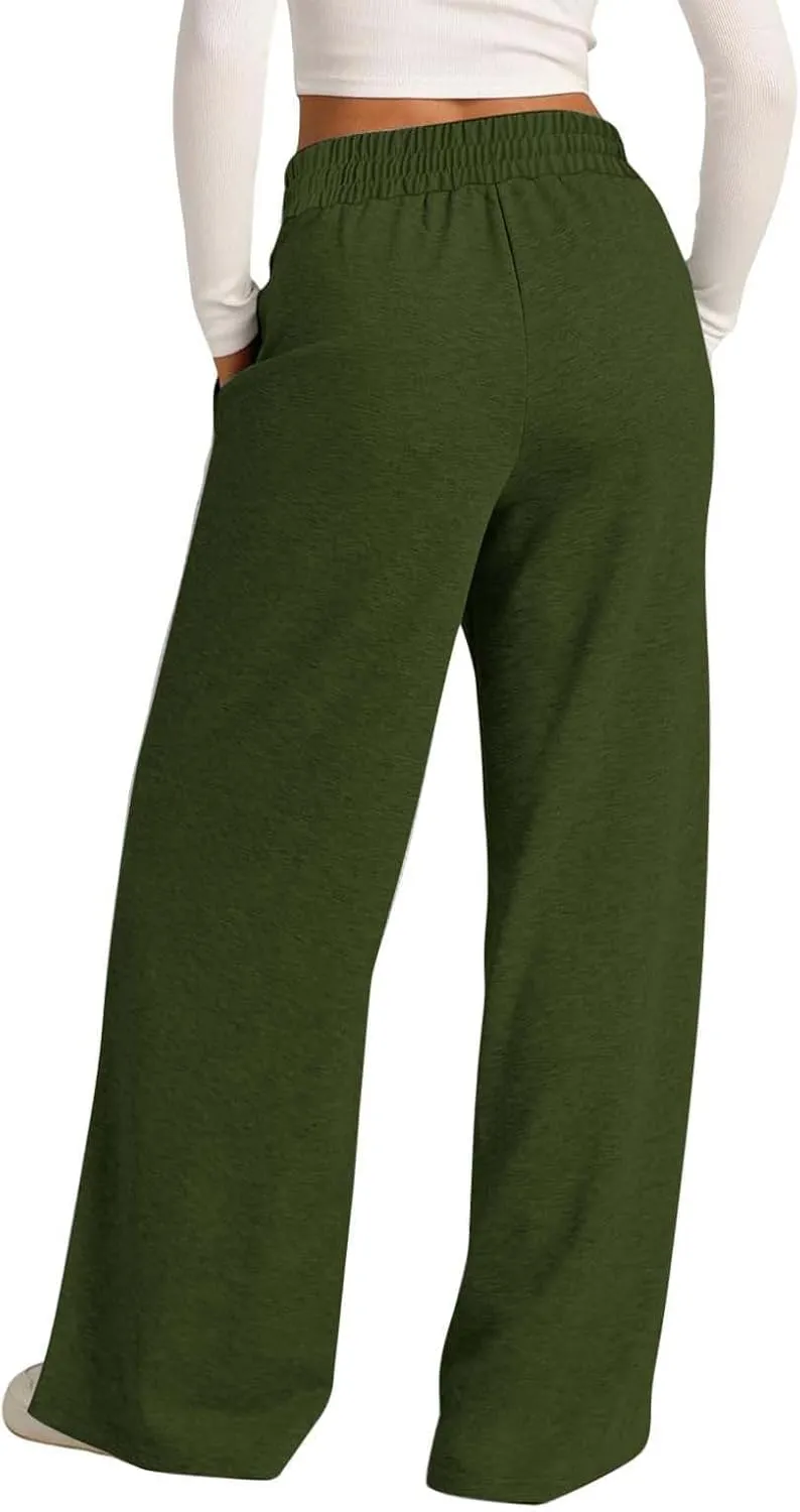 Women's Wide Leg Sweatpant High Waist Baggy Casual Drawstring Running Joggers Pants with Pockets