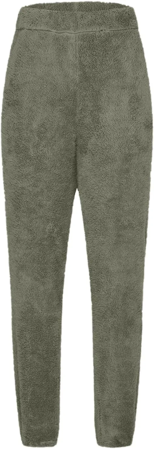 Womens Winter Fuzzy Lounge Pants Warm Soft Fleece Pajama Bottoms Pull On Trouser Sleepwear Cozy Sweatpant Oversize