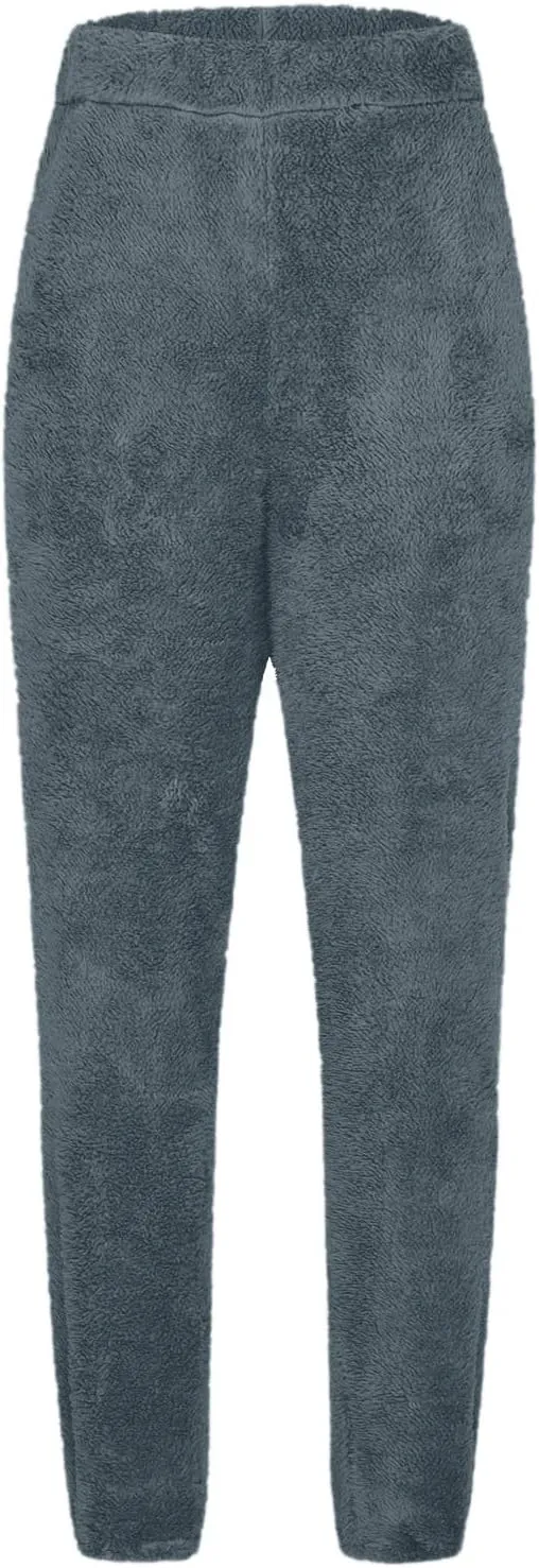 Womens Winter Fuzzy Lounge Pants Warm Soft Fleece Pajama Bottoms Pull On Trouser Sleepwear Cozy Sweatpant Oversize