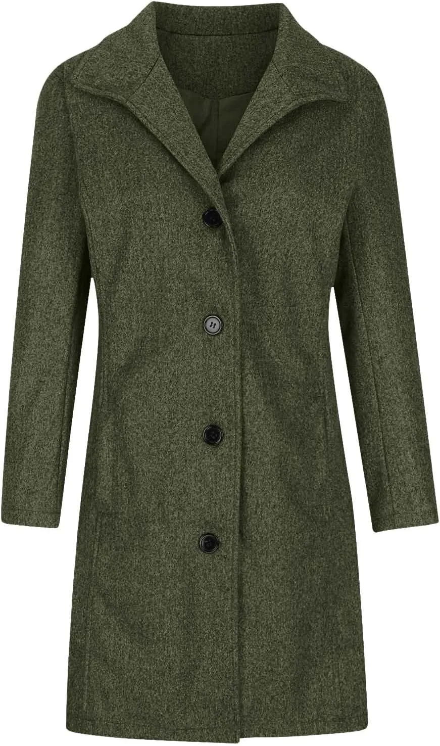 Women's Winter Wool Blend Pea Coat Casual Thicken Stand Collar Single Breasted Trench Coats Formal Office Jackets