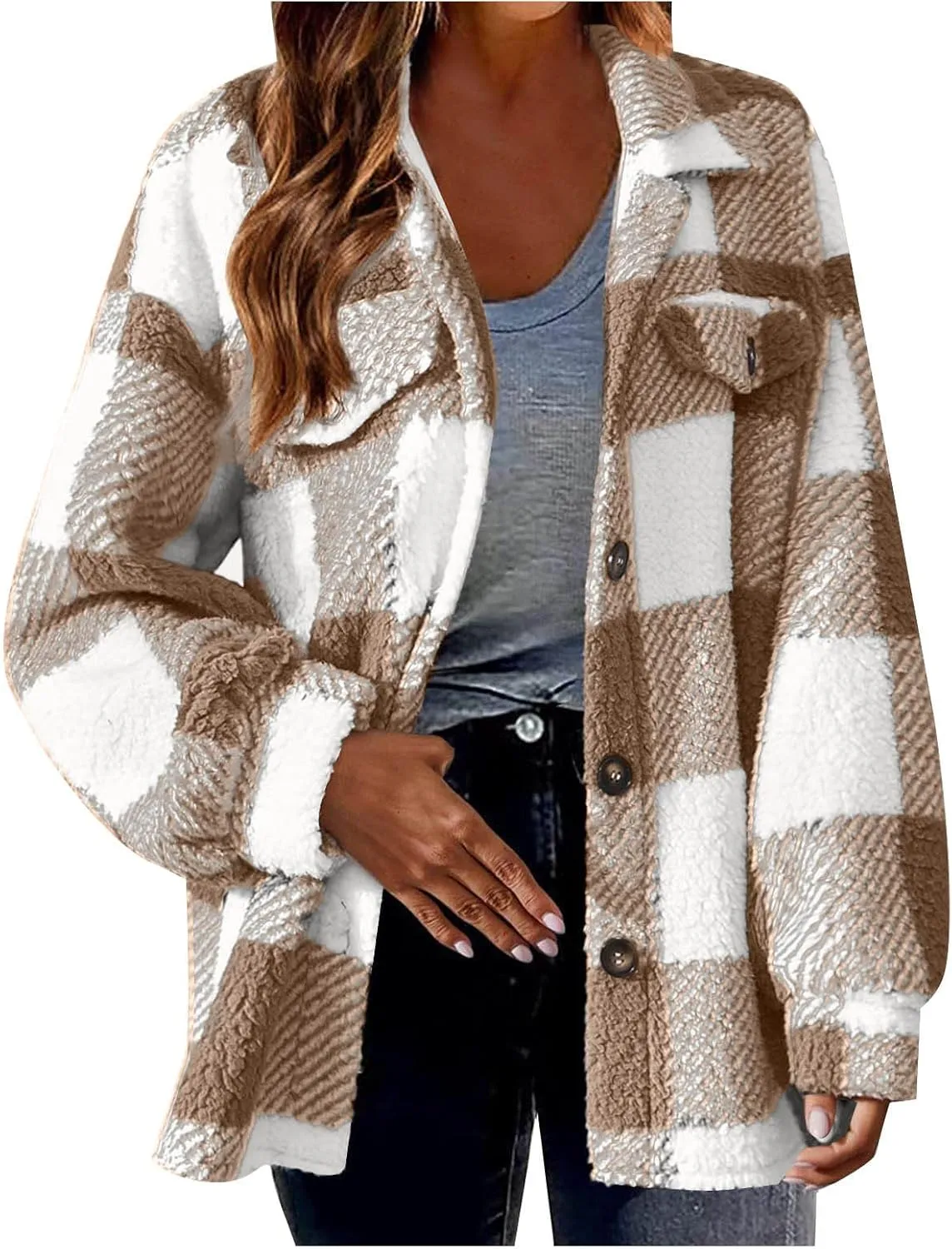 Womens Wool Blend Pea Coat Lapel Double Breasted Outerwear Trendy Jacket Business Overcoat Trench Coats with Pocket