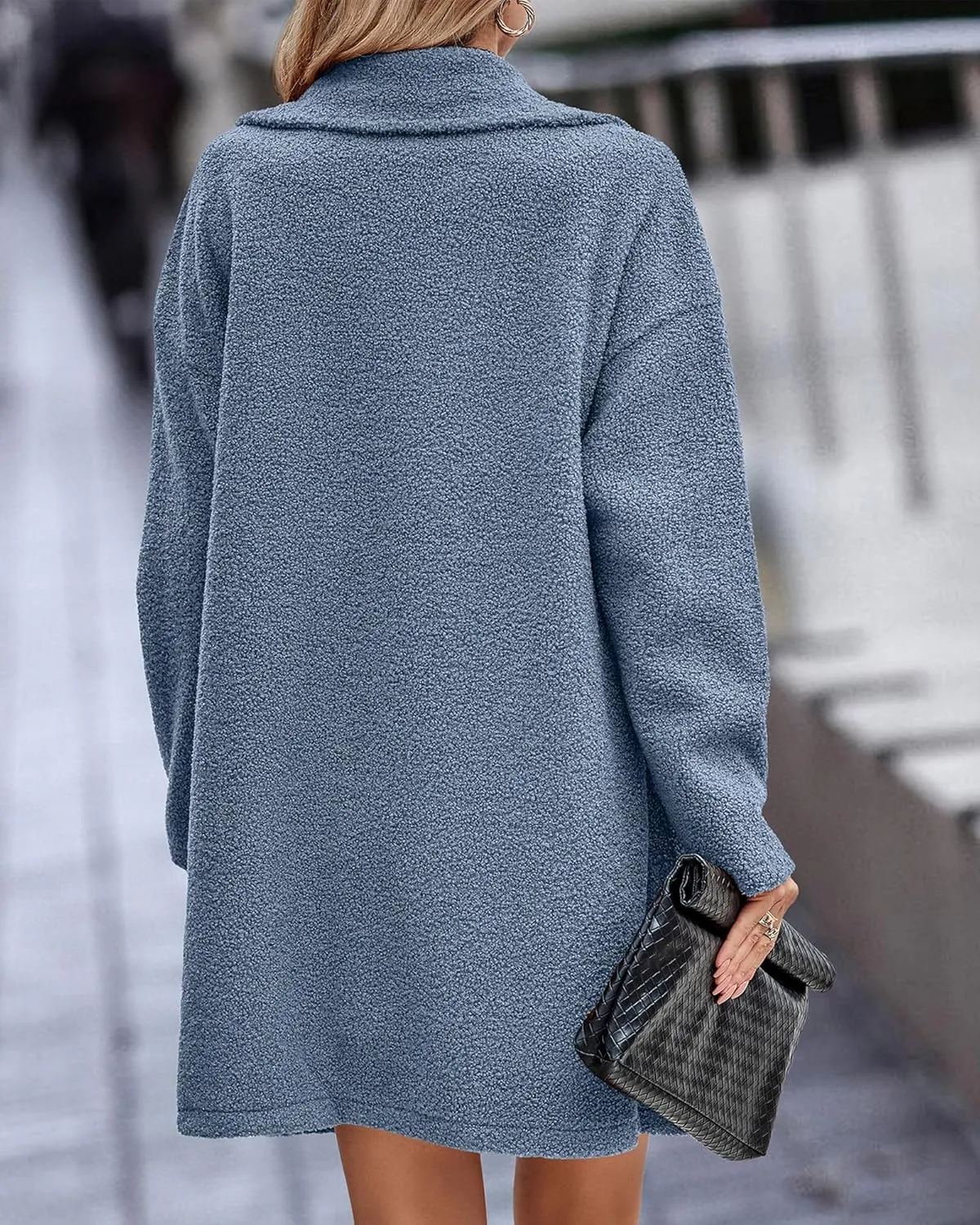 Womens Wool Coat Classic Double Breasted Lapel Collar Pea Coat Mid Long Winter Trench Jackets