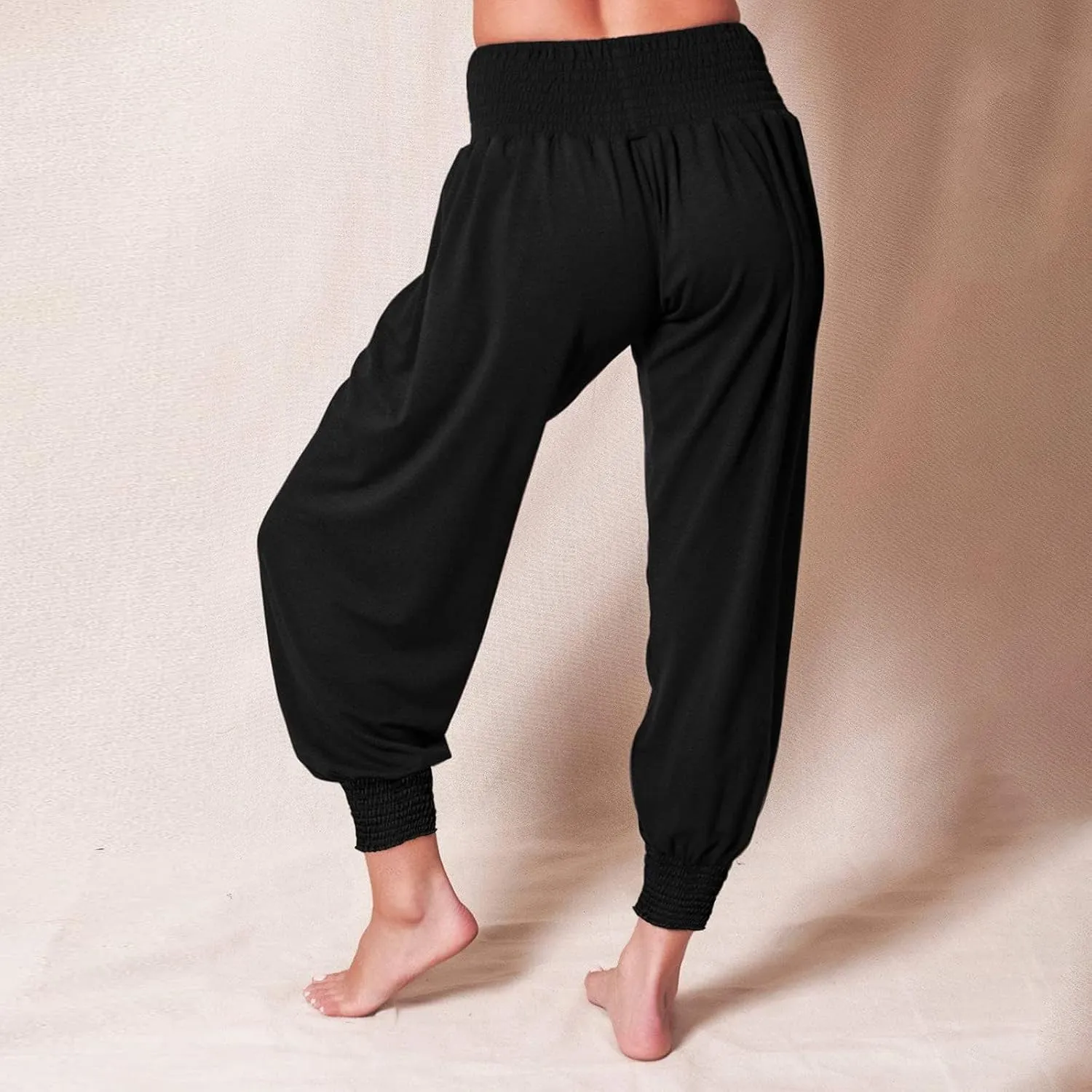 Womens Yoga Pants Comfortable Tapered Athletic Pant Harem Pant Elastic Waist Solid Color Loose Lounge Pants Trousers