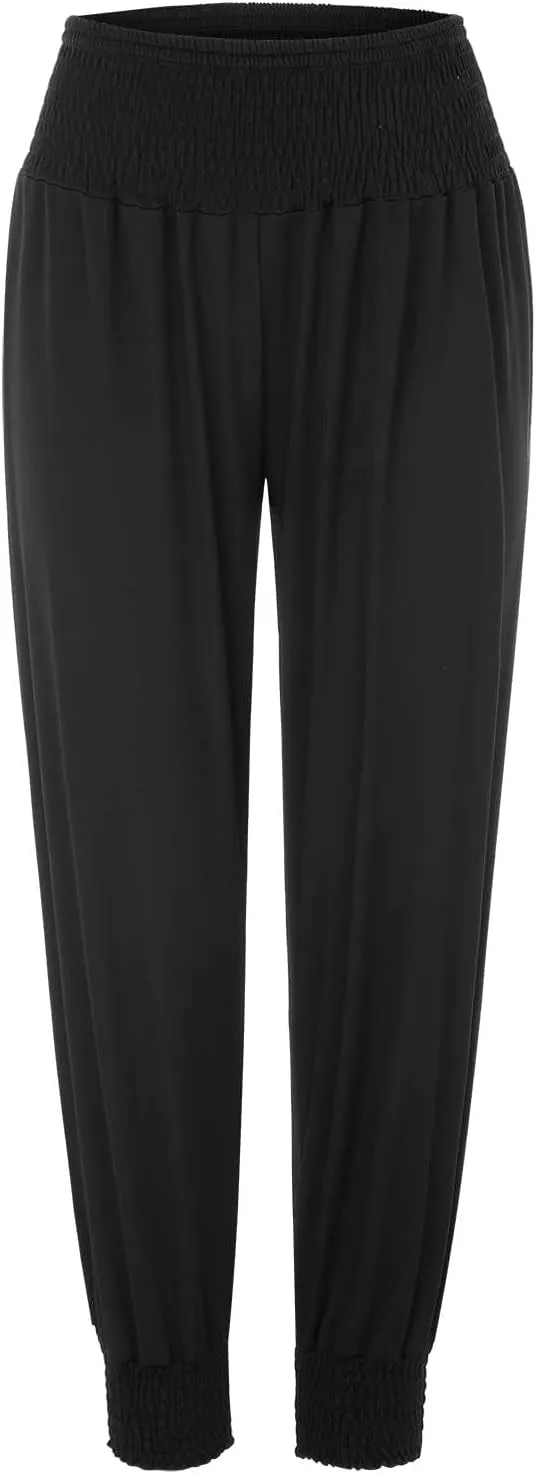 Womens Yoga Pants Comfortable Tapered Athletic Pant Harem Pant Elastic Waist Solid Color Loose Lounge Pants Trousers