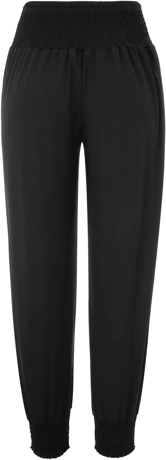 Womens Yoga Pants Comfortable Tapered Athletic Pant Harem Pant Elastic Waist Solid Color Loose Lounge Pants Trousers