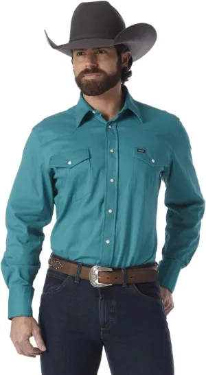 Wrangler Men's Premium Performance Advanced Comfort Cowboy Cut Long Sleeve Spread Collar Solid Shirt