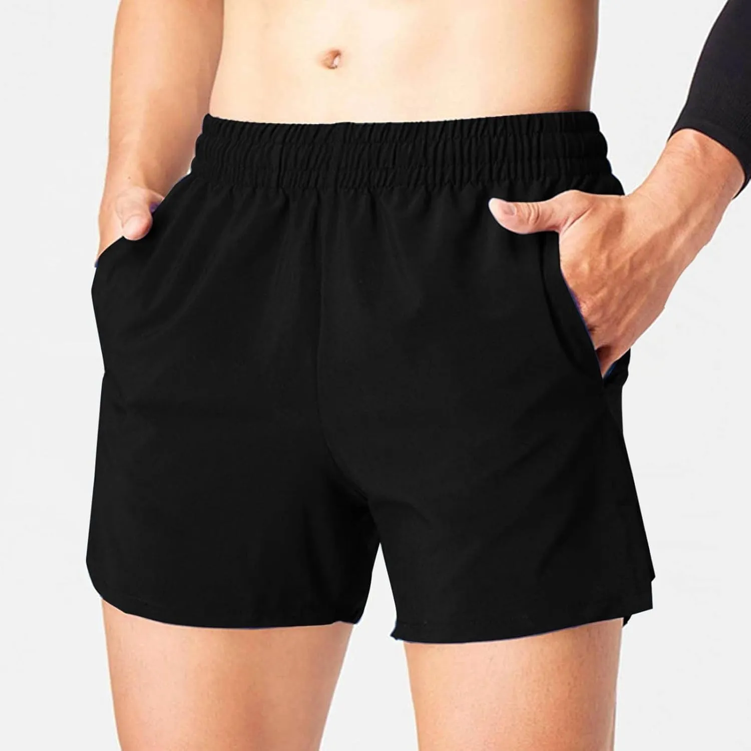 Xiaojmake Mens Running Shorts Quick Dry Athletic Gym Shorts with Zipper Pockets Water Resistant Workout Training Shorts