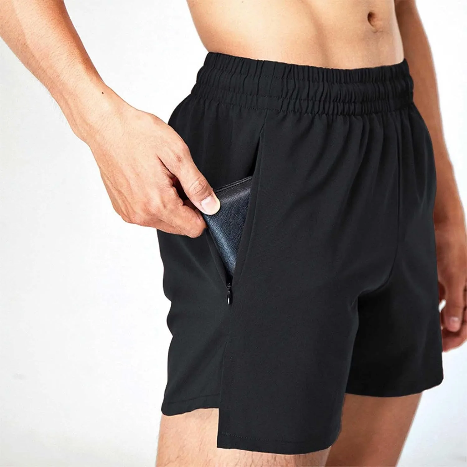 Xiaojmake Mens Running Shorts Quick Dry Athletic Gym Shorts with Zipper Pockets Water Resistant Workout Training Shorts