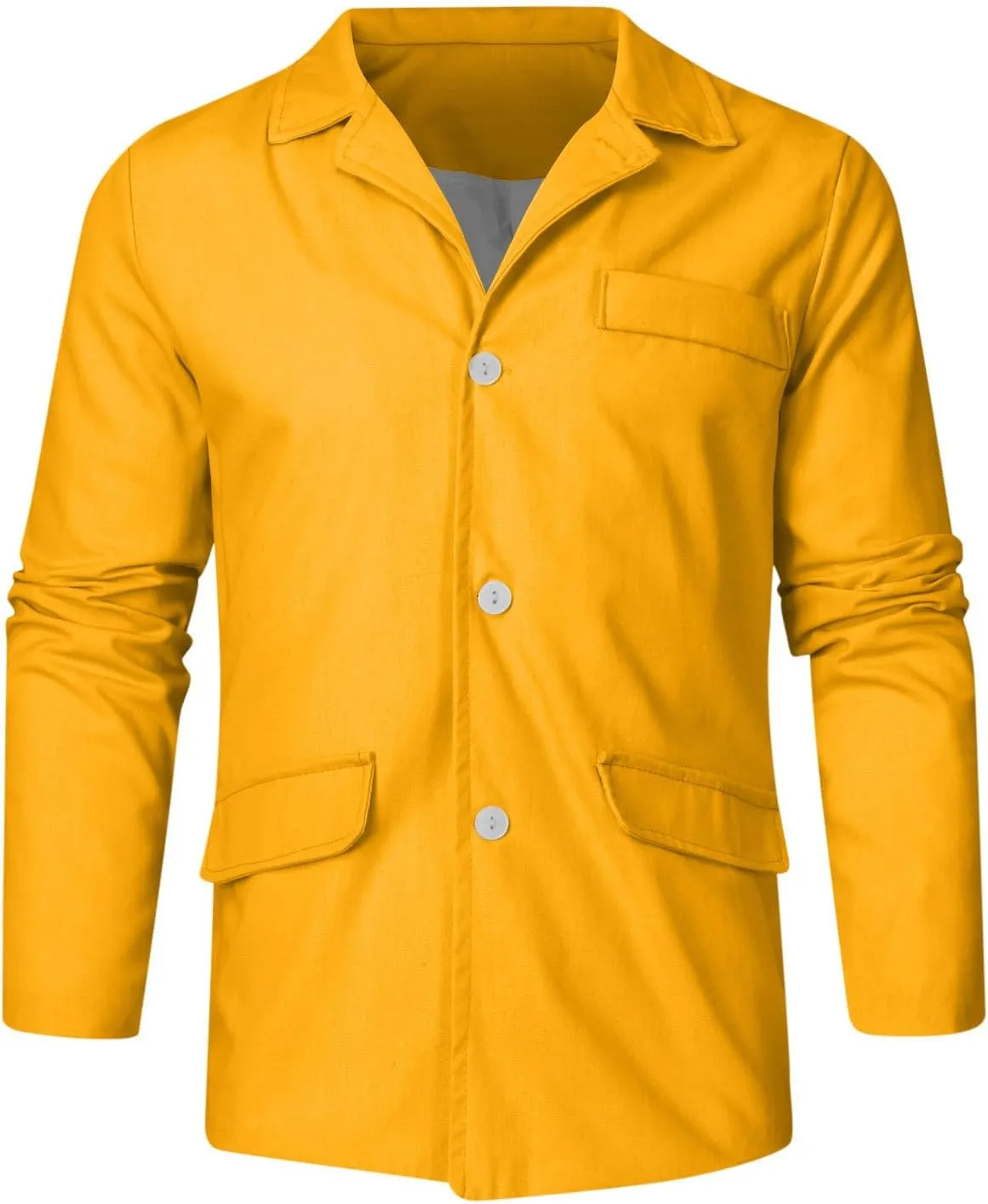 XUNRYAN Men's Blazer Jacket Cotton Linen Sports Coats Regular Fit Button Up Overshirt Long Sleeve Shacket Jacket Casual Suit