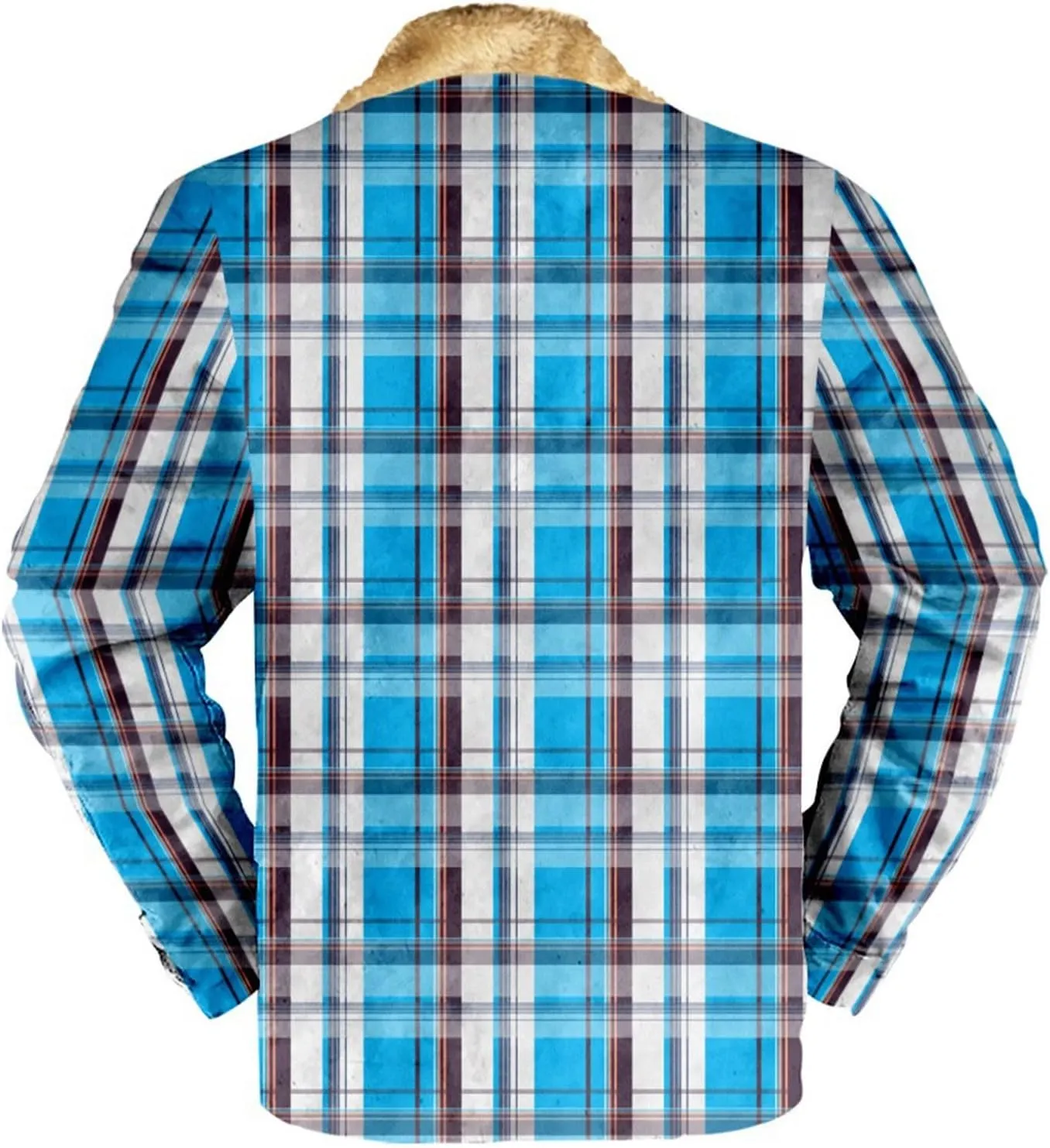 Ymosrh Men's Fashion Jacket Plaid Sherpa Lined Fleece Turn-Down Collar Trucker Jackets Warm Winter Coats Jacket, M-5XL