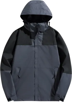 Ymosrh Men's Fashion Windbreaker Jackets Windproof Water Resistant Full Zip Up Outdoor Hiking Fishing Coats, S-6XL