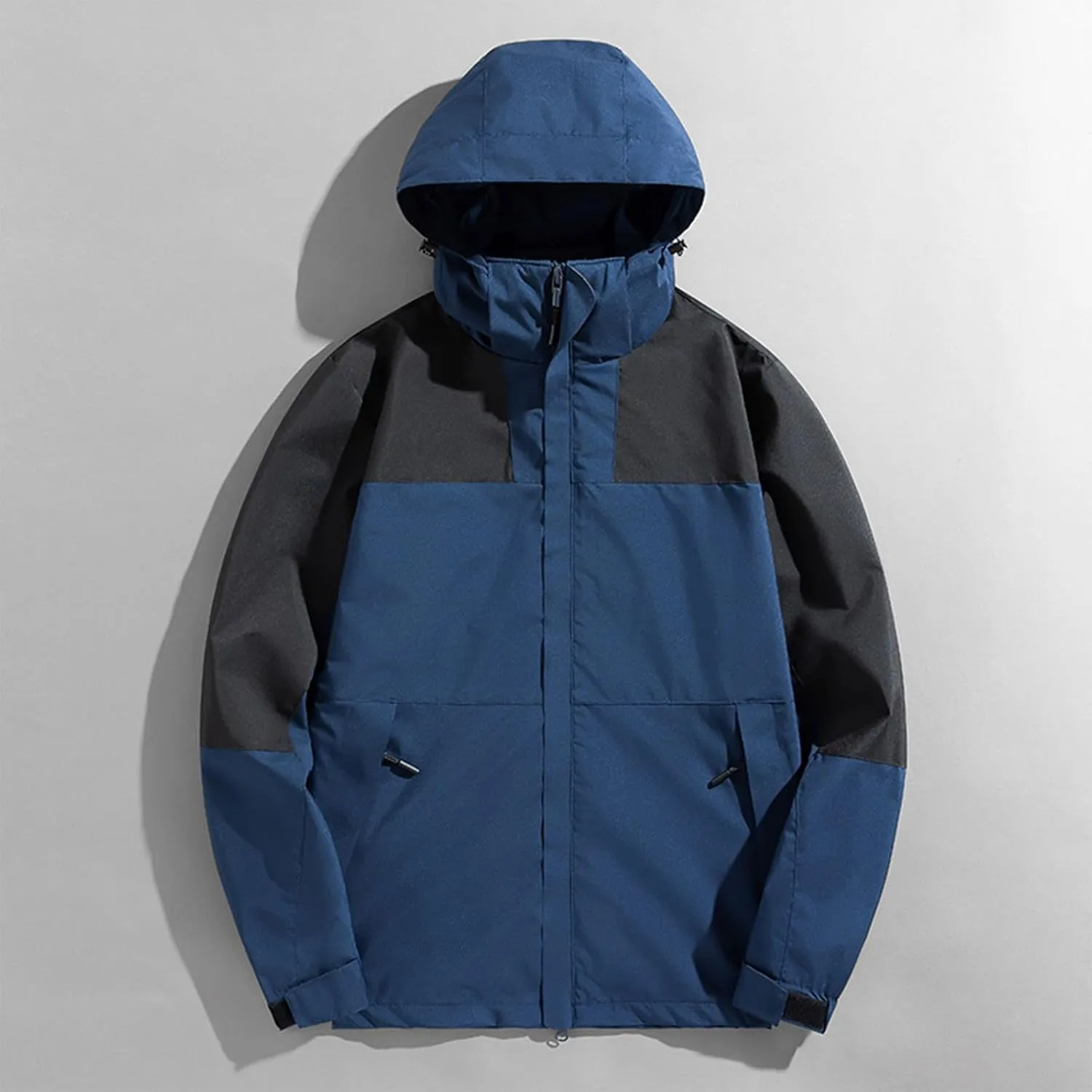 Ymosrh Men's Fashion Windbreaker Jackets Windproof Water Resistant Full Zip Up Outdoor Hiking Fishing Coats, S-6XL