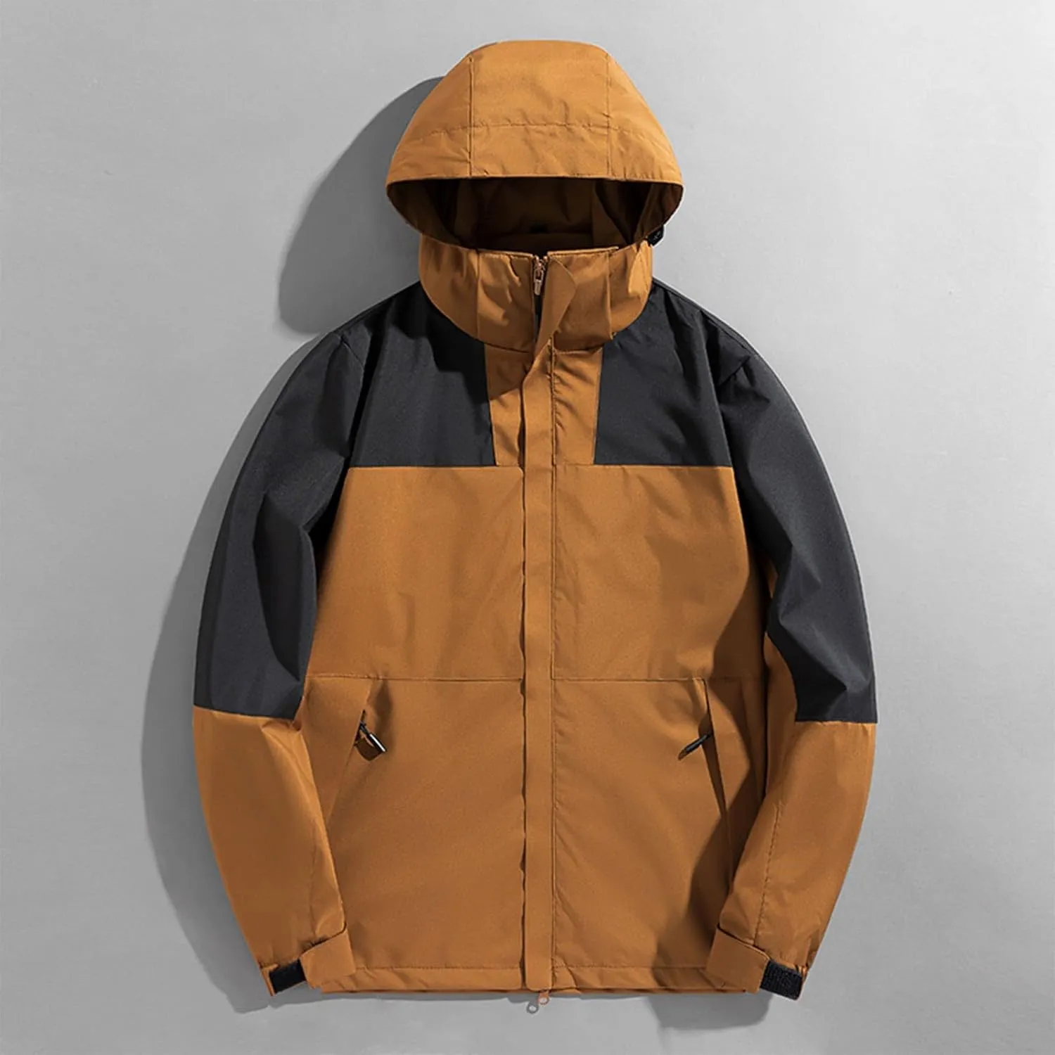 Ymosrh Men's Fashion Windbreaker Jackets Windproof Water Resistant Full Zip Up Outdoor Hiking Fishing Coats, S-6XL
