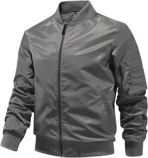 Ymosrh Men's Lightweight Jacket Jacket Casual Fall Winter Windbreaker Bomber Zip Up Coat with Pocket Jacket, XXXL-L6