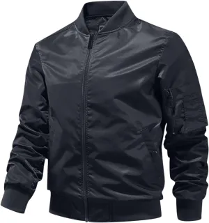 Ymosrh Men's Lightweight Jacket Jacket Casual Fall Winter Windbreaker Bomber Zip Up Coat with Pocket Jacket, XXXL-L6