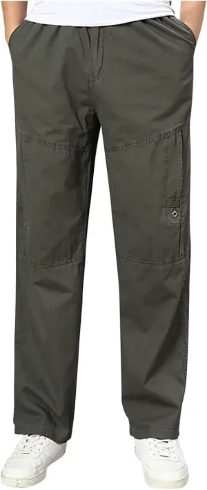 Ymosrh Men's Pants Fleece Lined Sweatpants Open Bottom Straight Leg Loose Fit Baggy Athletic Jogger Pant Pants, M-5XL