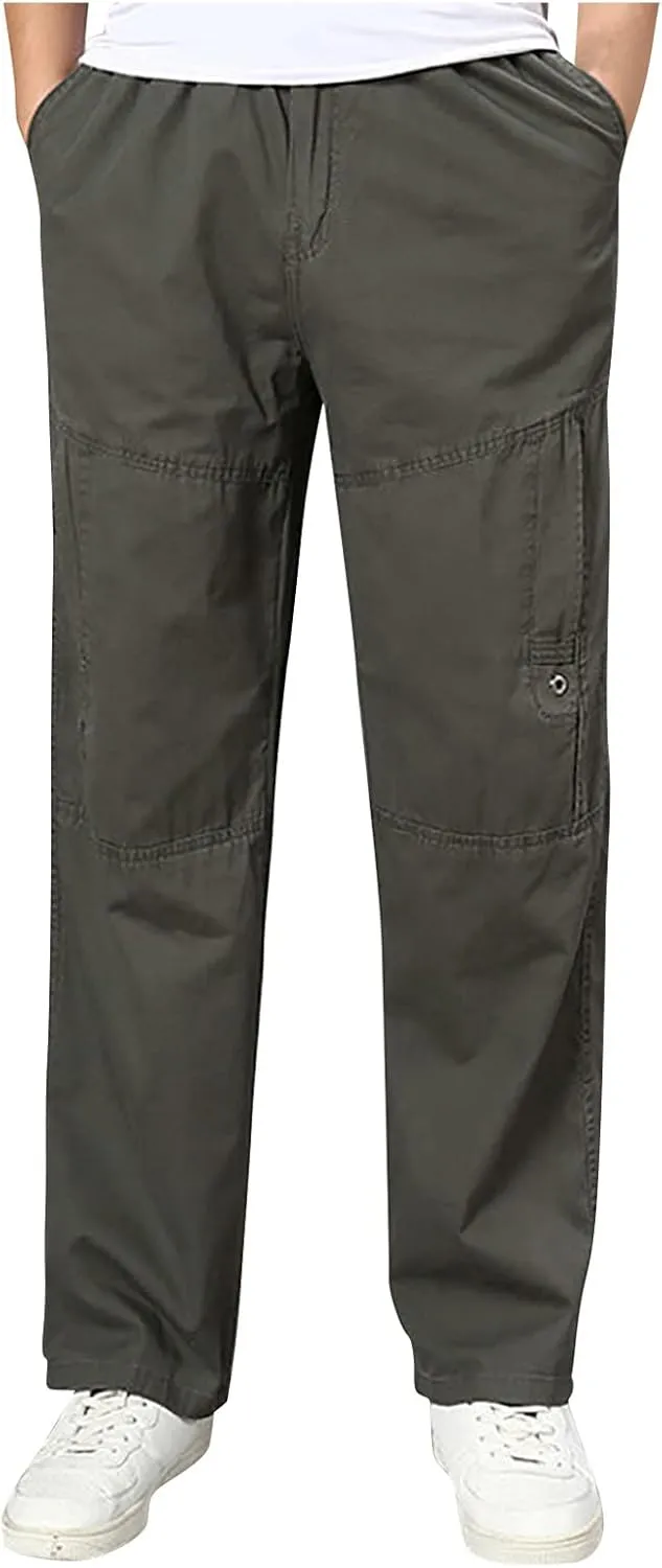 Ymosrh Men's Pants Fleece Lined Sweatpants Open Bottom Straight Leg Loose Fit Baggy Athletic Jogger Pant Pants, M-5XL