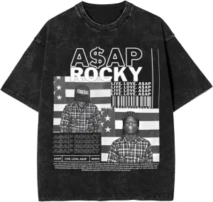Youth & Adult Streetwear Oversized Retro T Shirt Short Sleeve Adult Teens Stretch-Cotton Shirt