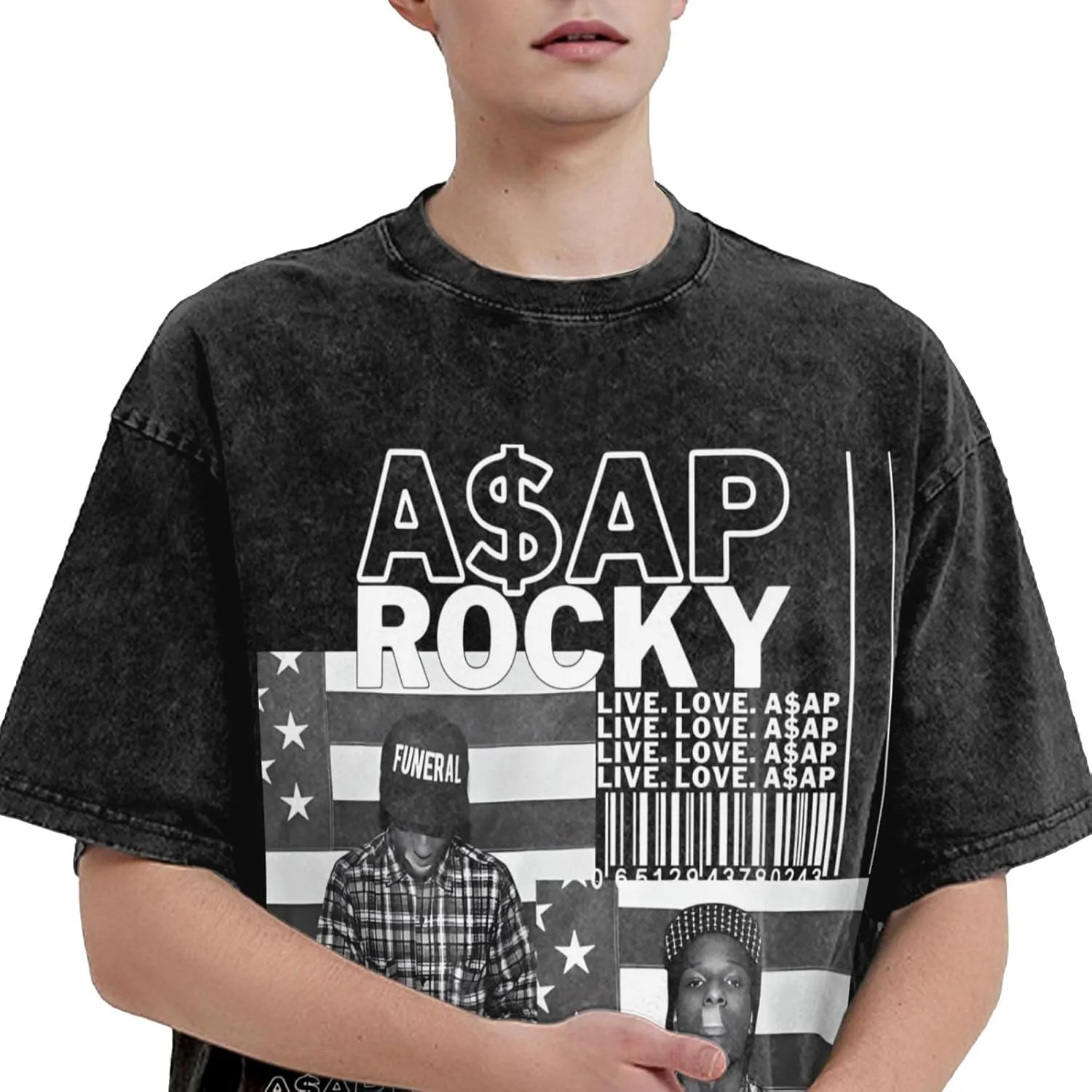 Youth & Adult Streetwear Oversized Retro T Shirt Short Sleeve Adult Teens Stretch-Cotton Shirt