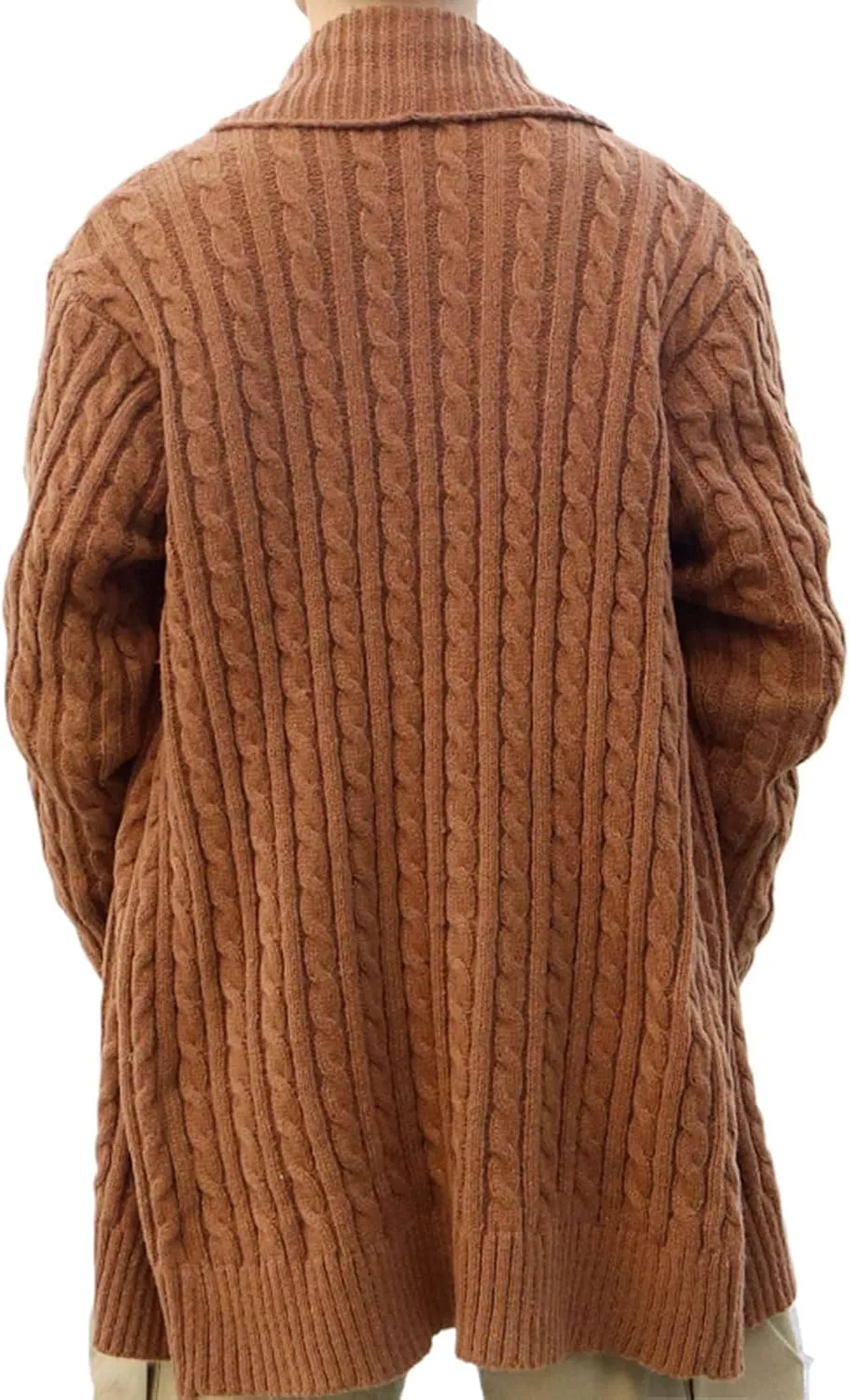 Zeiyignr Mens Casual Long Cardigan Sweaters Long Sleeve Shawl Collar Button Down Cable Knit Coat Winter Warm Sweater Jacket