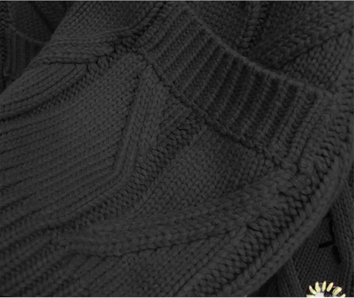 ZWRXW Women's Cable Knit Long Sleeve Sweaters Open Front Embroidery V-Neck Cardigans Button Down Knitted Coats with Pockets