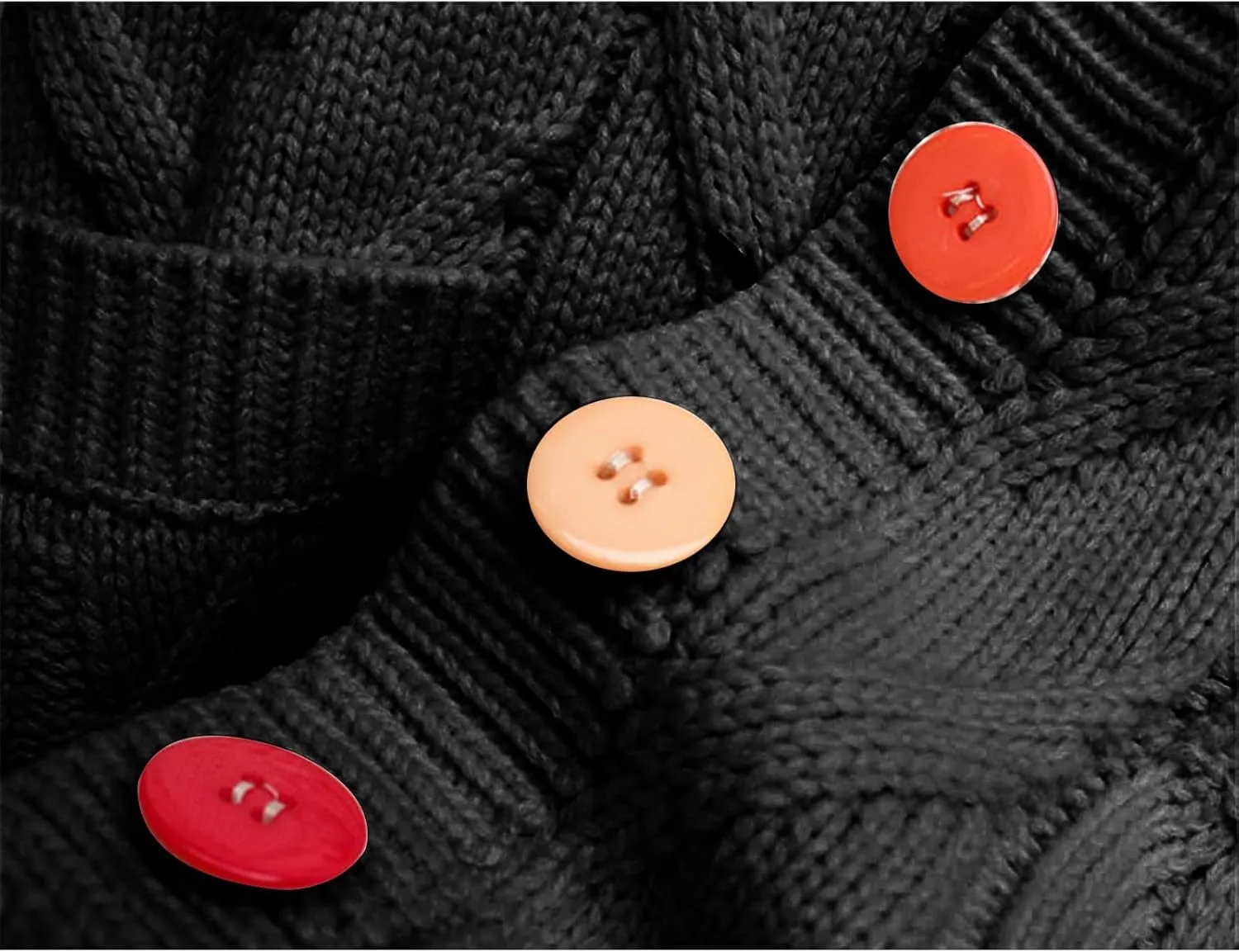 ZWRXW Women's Cable Knit Long Sleeve Sweaters Open Front Embroidery V-Neck Cardigans Button Down Knitted Coats with Pockets